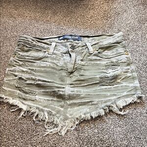 Olive Distressed Denim Skirt John John